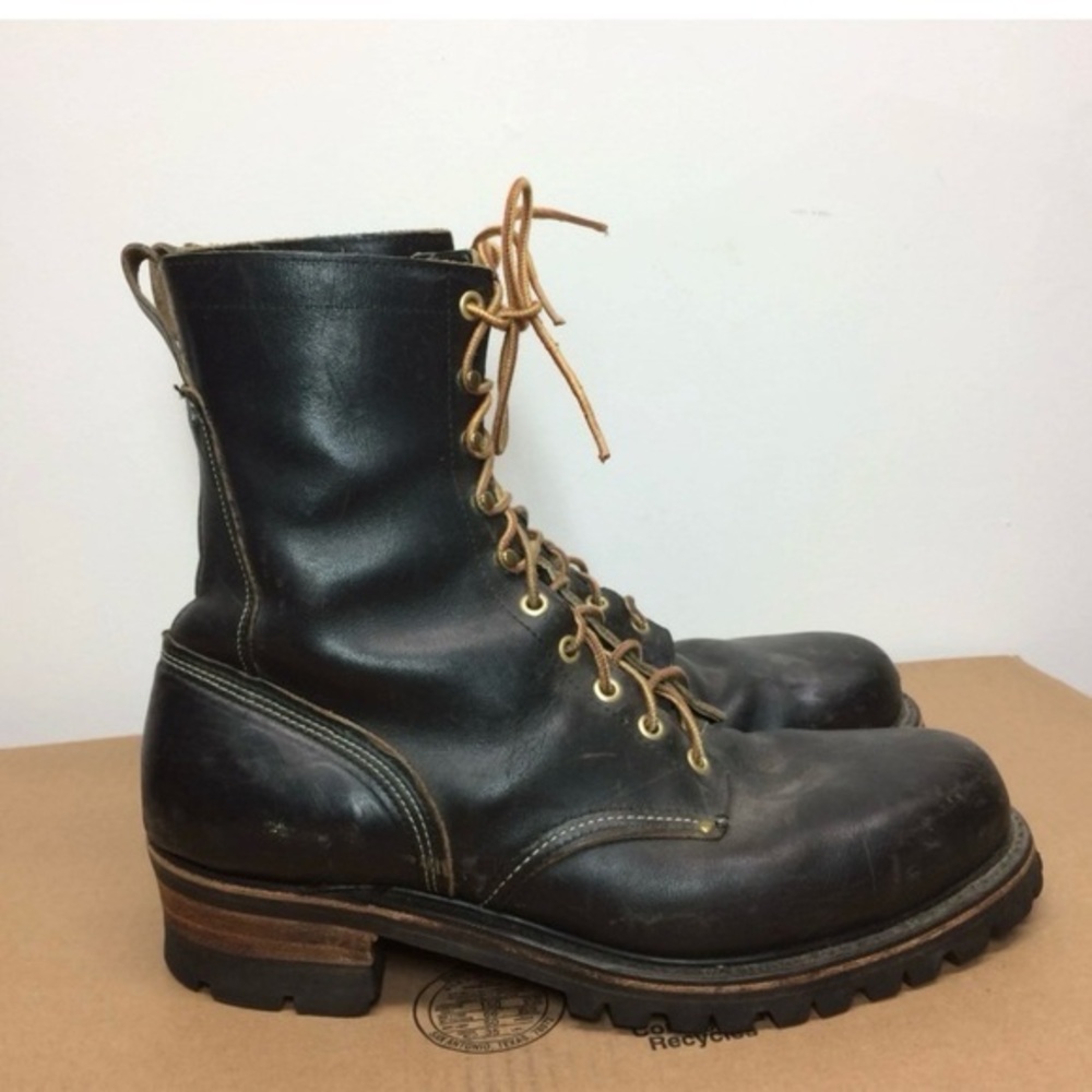 Vintage Georgia Leather Steel Toe Work Logger Boots, size 7